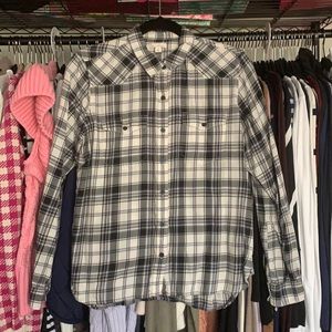 Gap button up flannel plaid top medium EUC